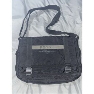 Fossil Heavyweight Nylon Black Crossbody Messenger Laptop Bag Adjustable Strap